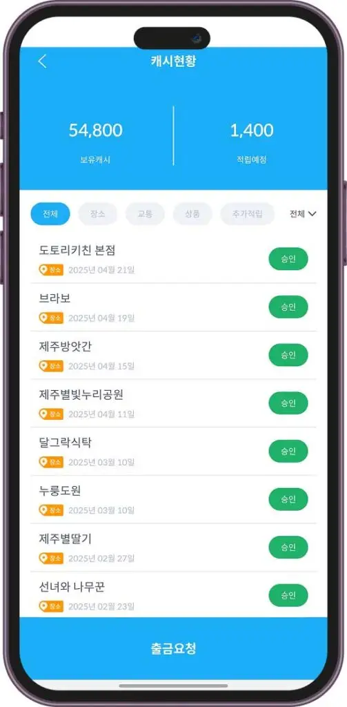 이으이웨이 의 적립화면